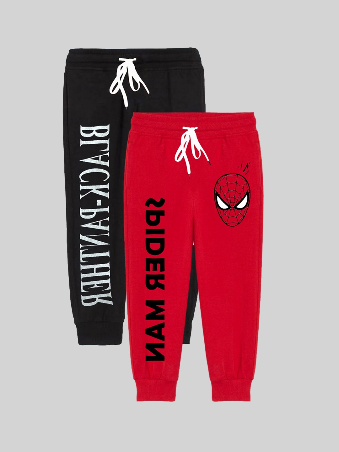 

KUCHIPOO Boys Pack of 2 Marvel Printed Joggers, Red