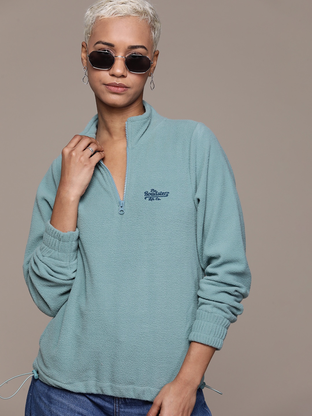 

The Roadster Lifestyle Co. Fleece Half-Zip Relaxed Sweatshirt, Sea green