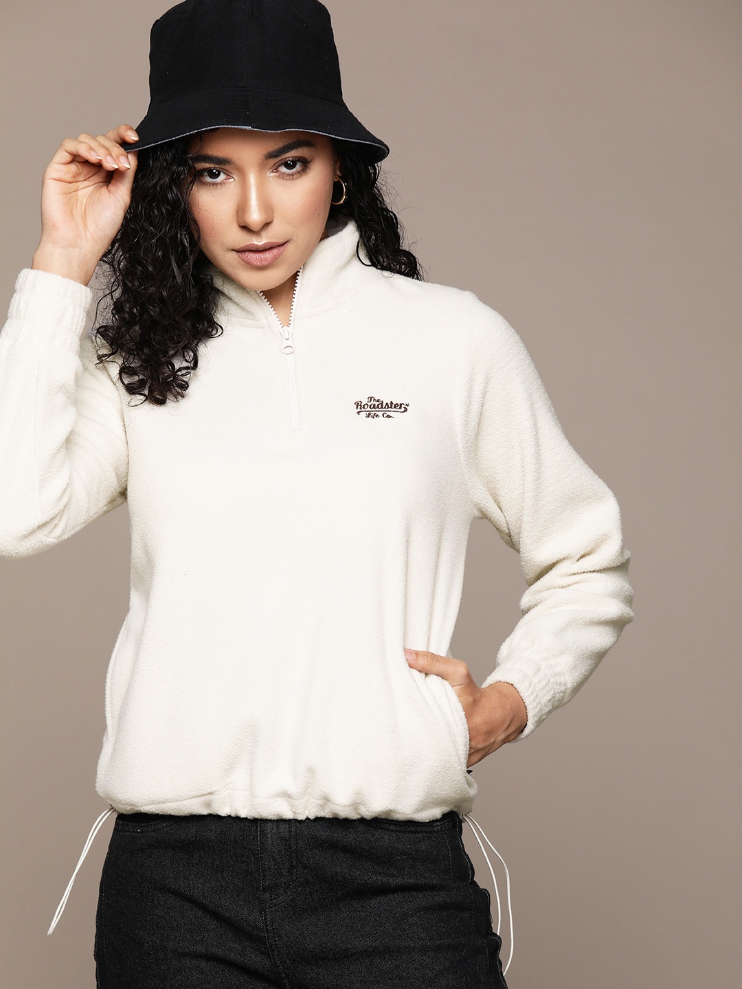 

The Roadster Lifestyle Co. Fleece Hem with Toggle Sweatshirt, Off white