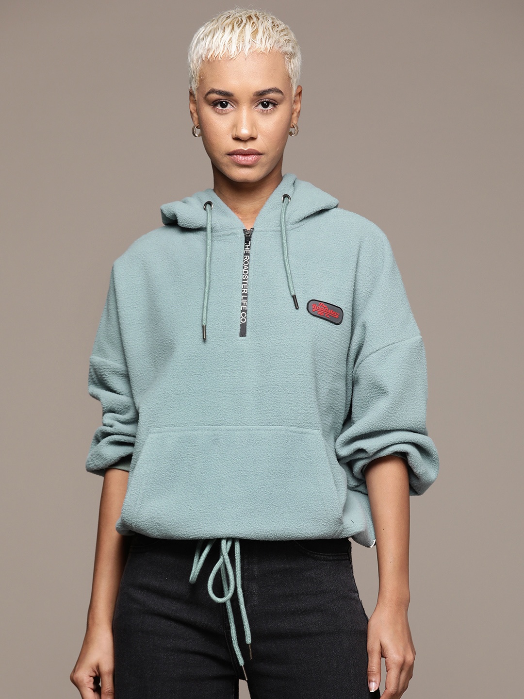

The Roadster Lifestyle Co. Polar Fleece Hooded Oversized Sweatshirt, Blue