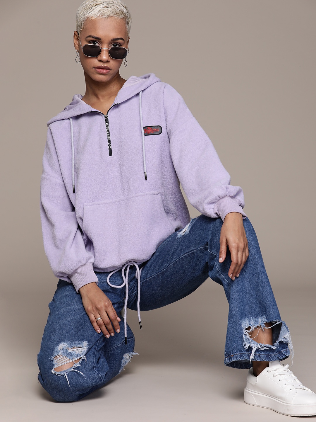 

The Roadster Lifestyle Co. Fleece Hooded Oversized Sweatshirt, Lavender