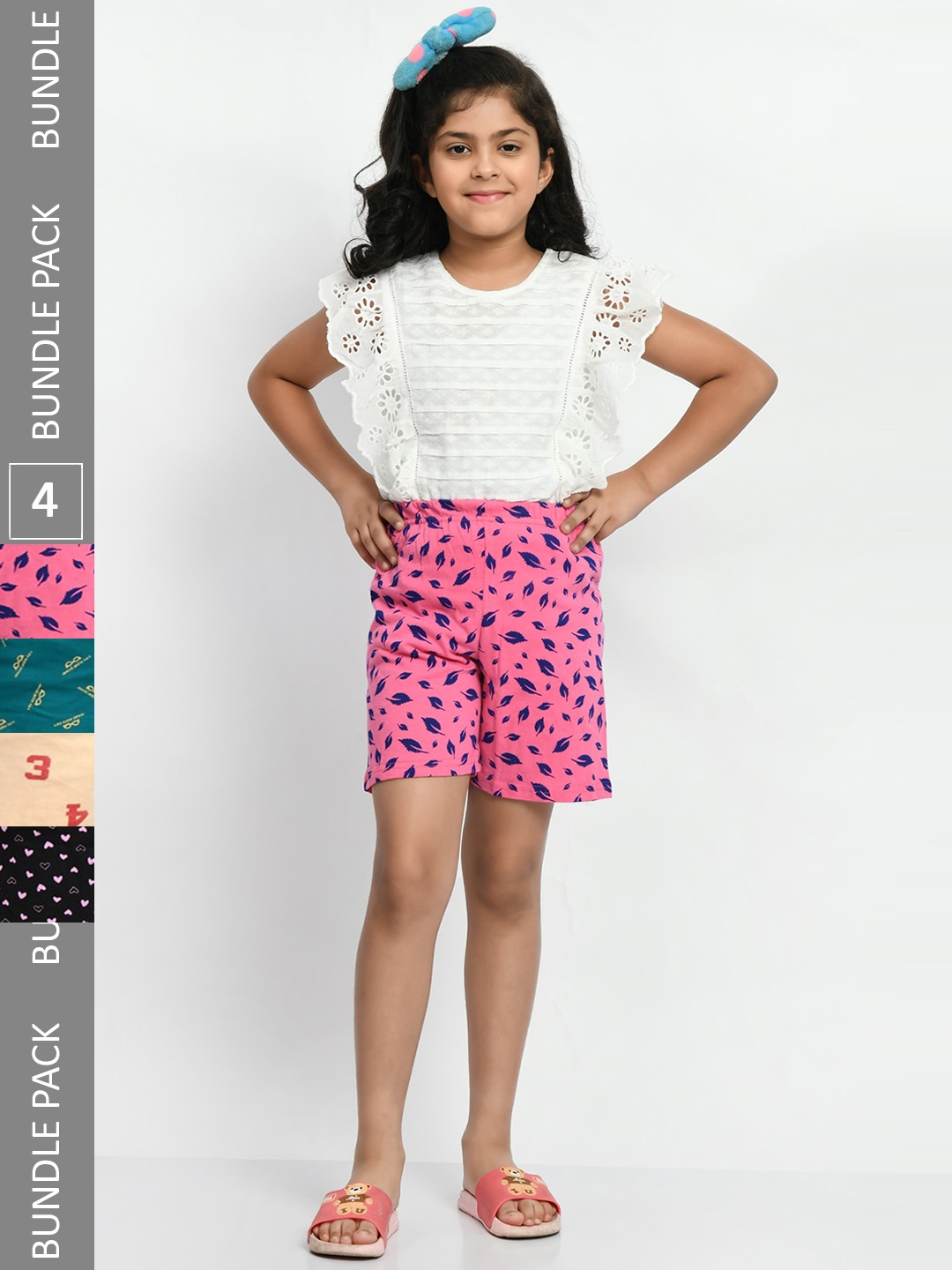 

BAESD Girls Pack of 4 Printed Pure Cotton Shorts, Pink