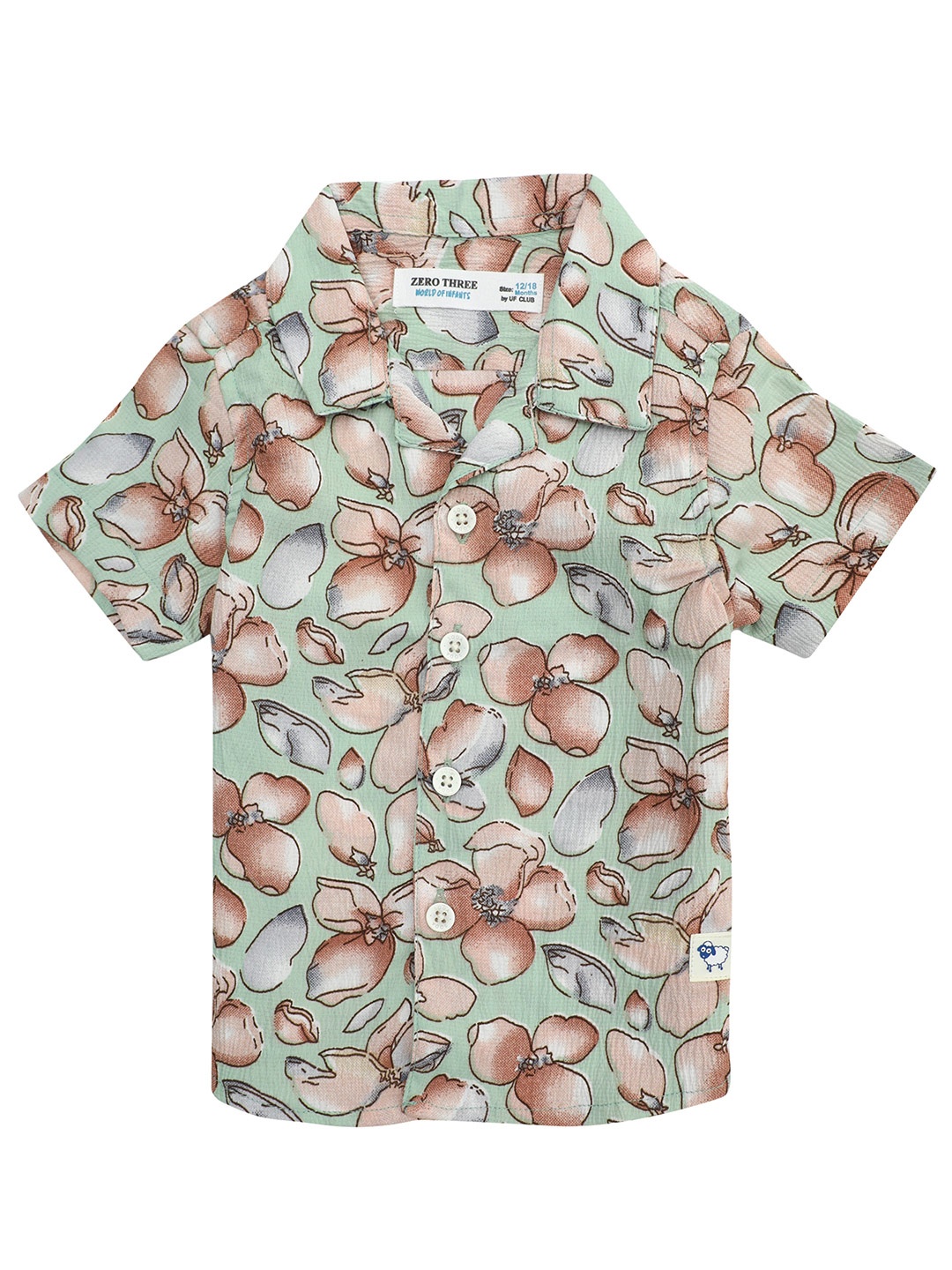 

ZERO THREE Boys Comfort Floral Printed Cotton Casual Shirt, Green