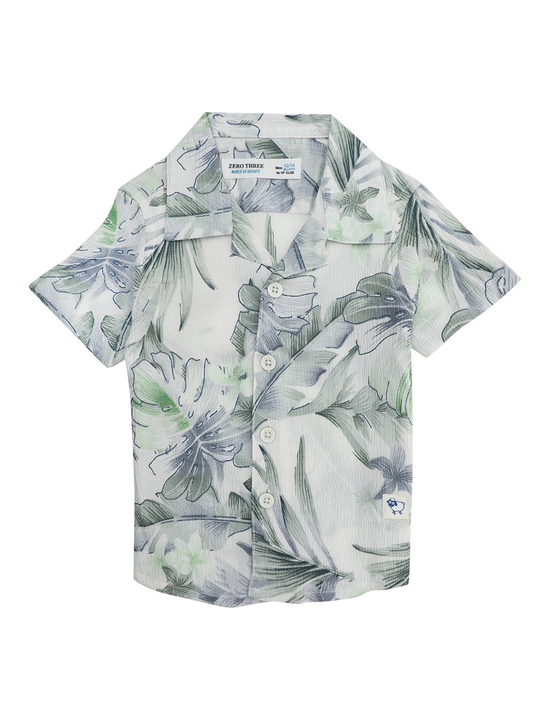 

ZERO THREE Boys Tropical Printed Cotton Casual Shirt, Sea green