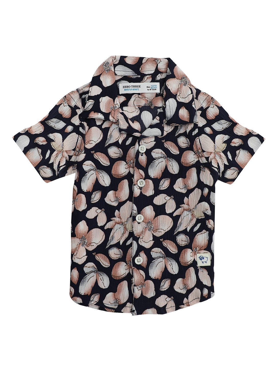 

ZERO THREE Boys Comfort Floral Printed Cotton Casual Shirt, Black