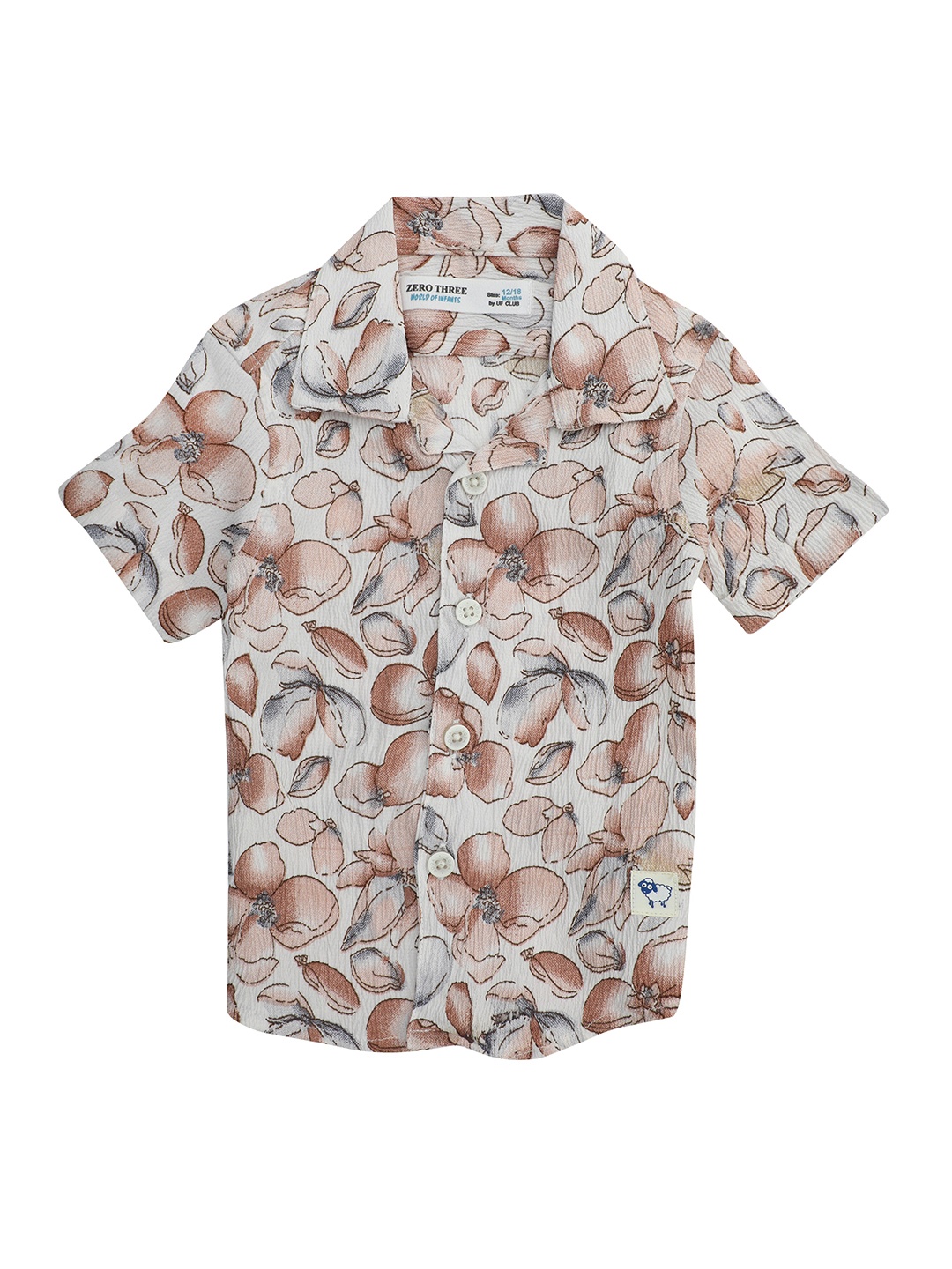 

ZERO THREE Boys Comfort Floral Printed Cotton Casual Shirt, Brown