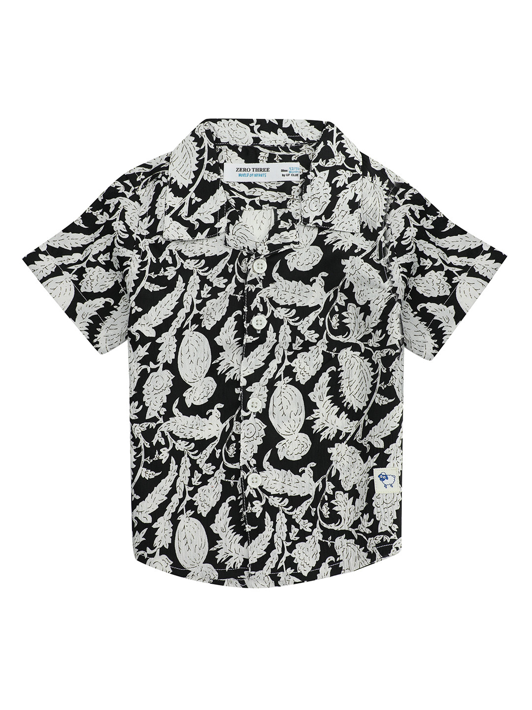 

ZERO THREE Boys Ethnic Motifs Printed Cotton Casual Shirt, Black