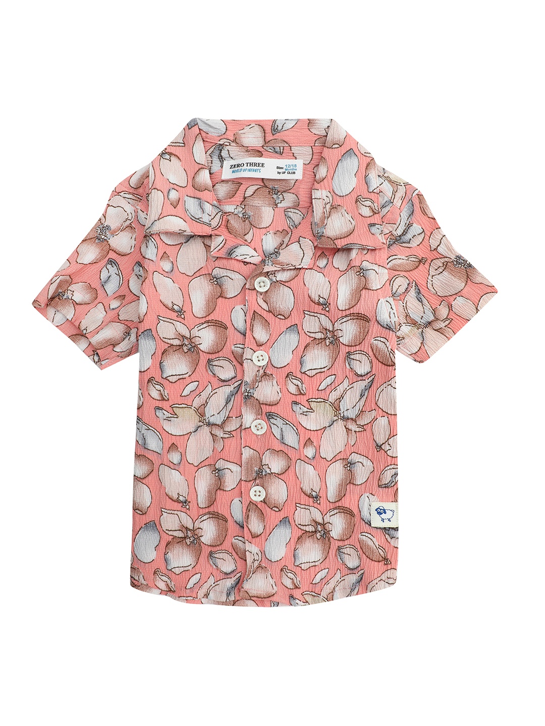 

ZERO THREE Boys Comfort Opaque Floral Printed Cotton Casual Shirt, Pink