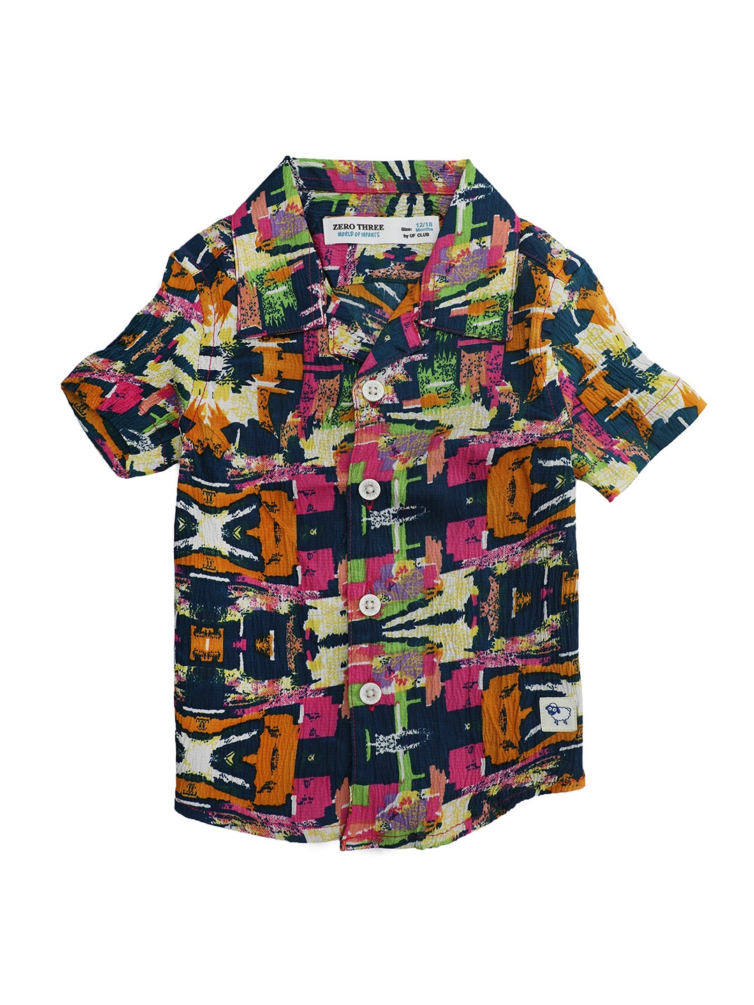 

ZERO THREE Boys Comfort Opaque Printed Cotton Casual Shirt, Navy blue