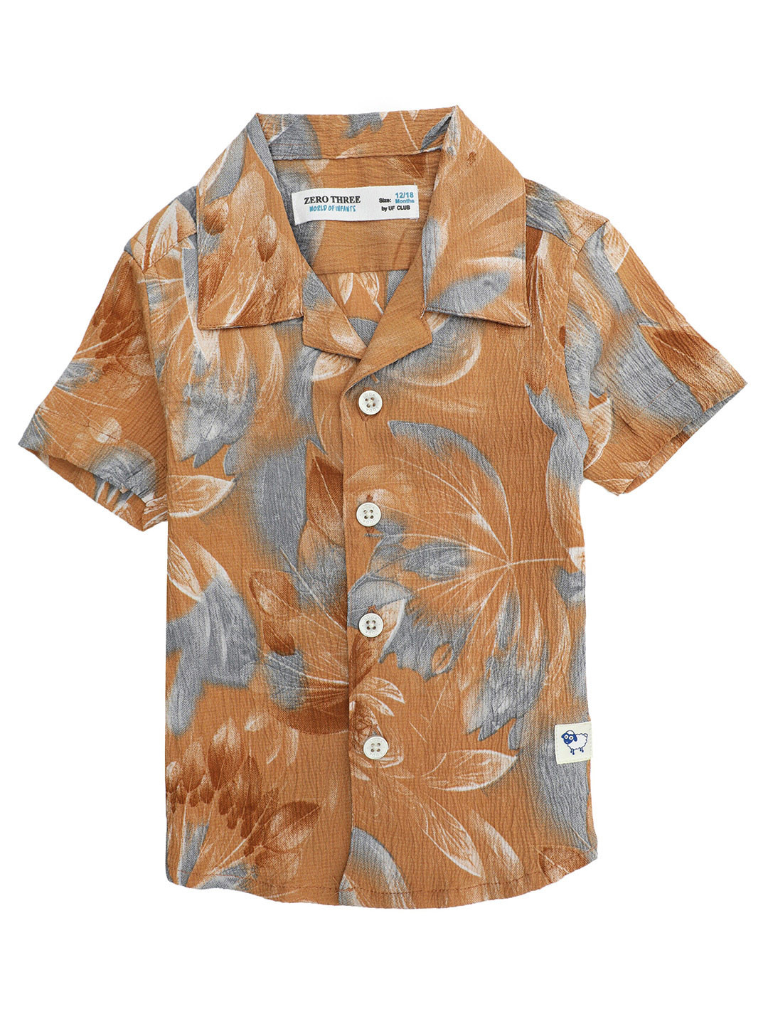 

ZERO THREE Boys Comfort Floral Opaque Floral Printed Cotton Casual Shirt, Brown