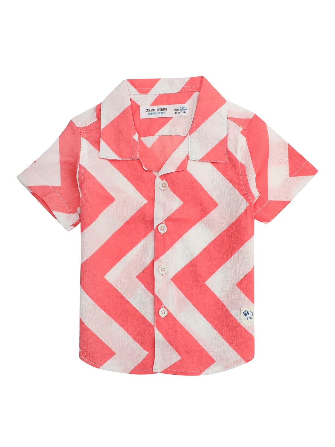 

ZERO THREE Boys Geometric Printed Cotton Casual Shirt, Peach