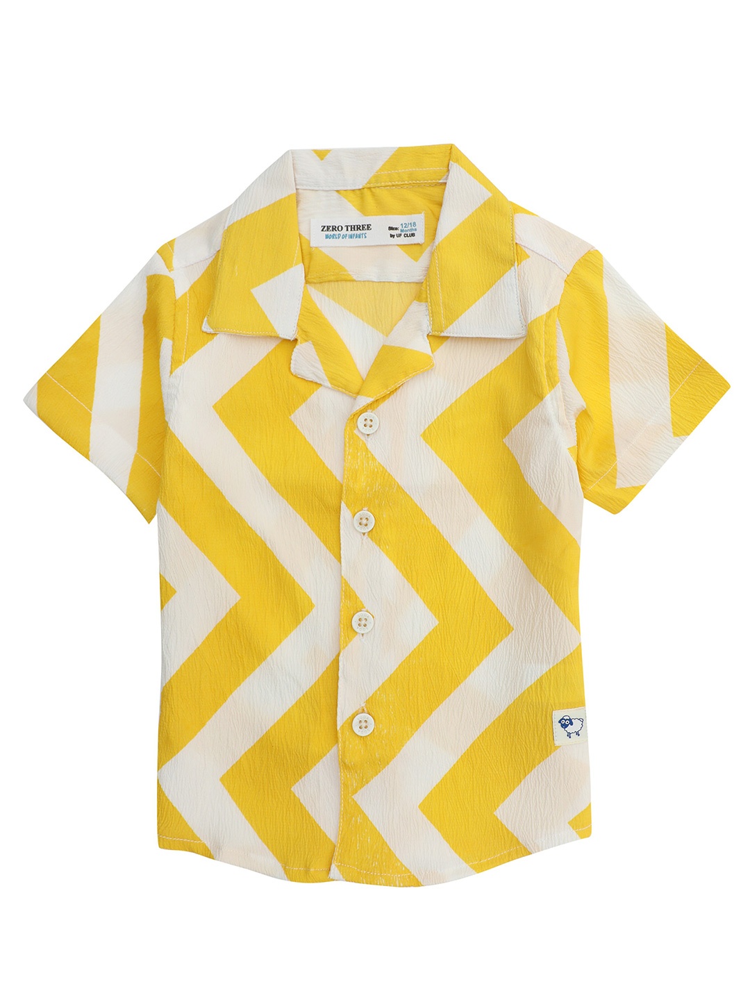 

ZERO THREE Boys Geometric Printed Cotton Casual Shirt, Yellow