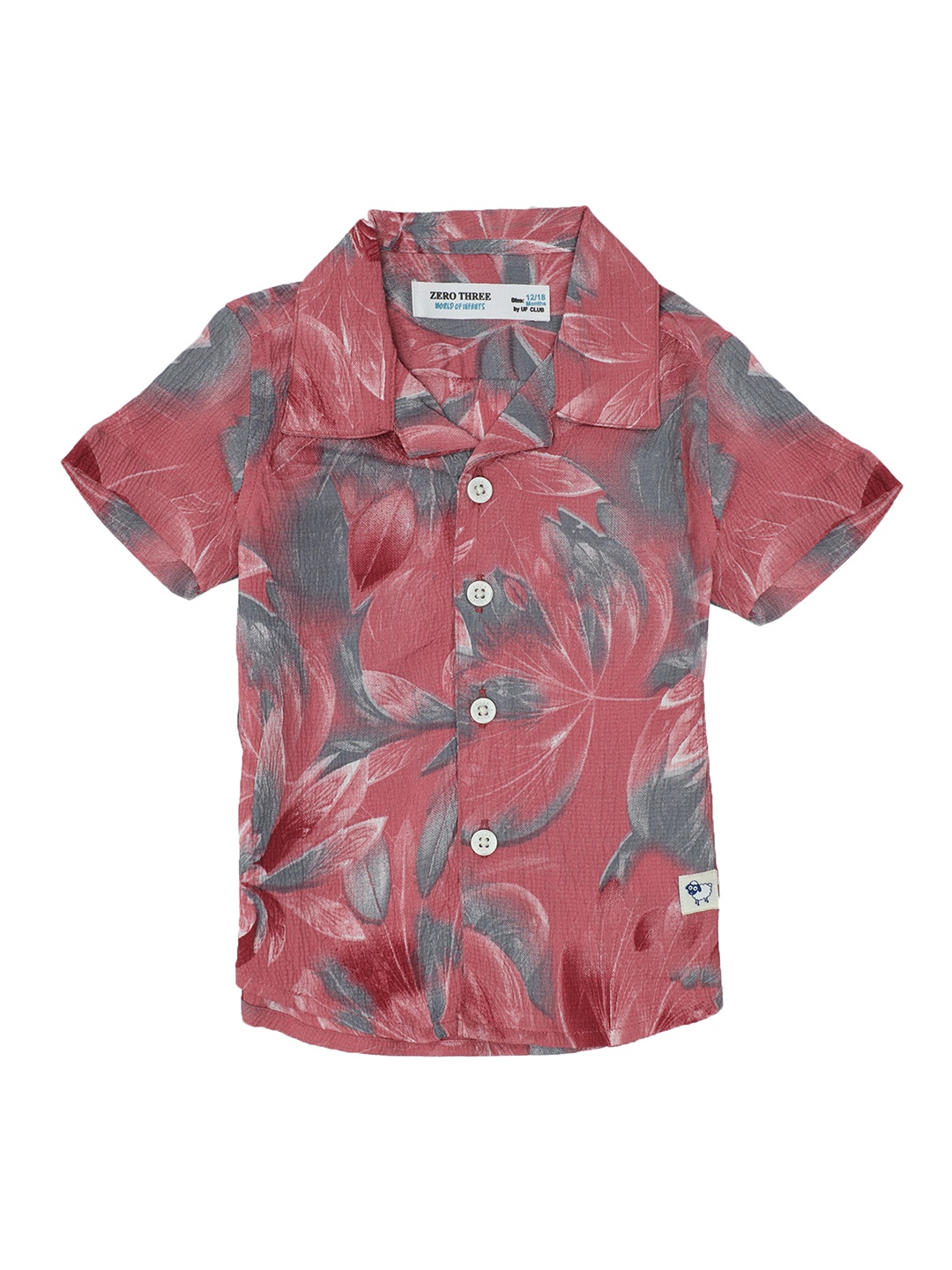 

ZERO THREE Boys Tropical Printed Cotton Casual Shirt, Pink