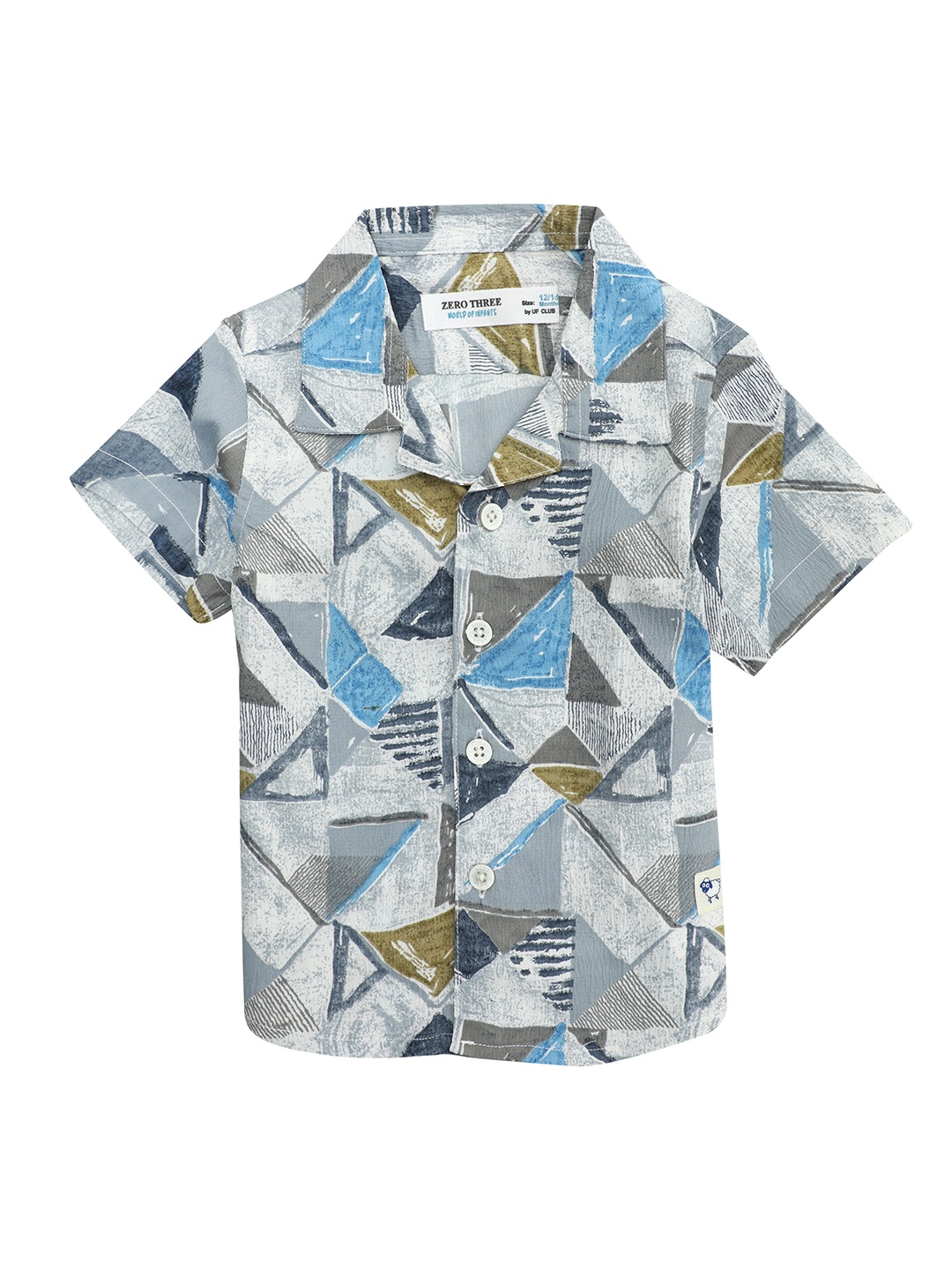 

ZERO THREE Boys Geometric Printed Cotton Casual Shirt, Grey