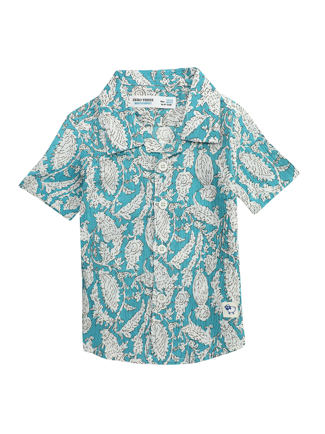 

ZERO THREE Boys Ethnic Motifs Printed Cotton Casual Shirt, Blue