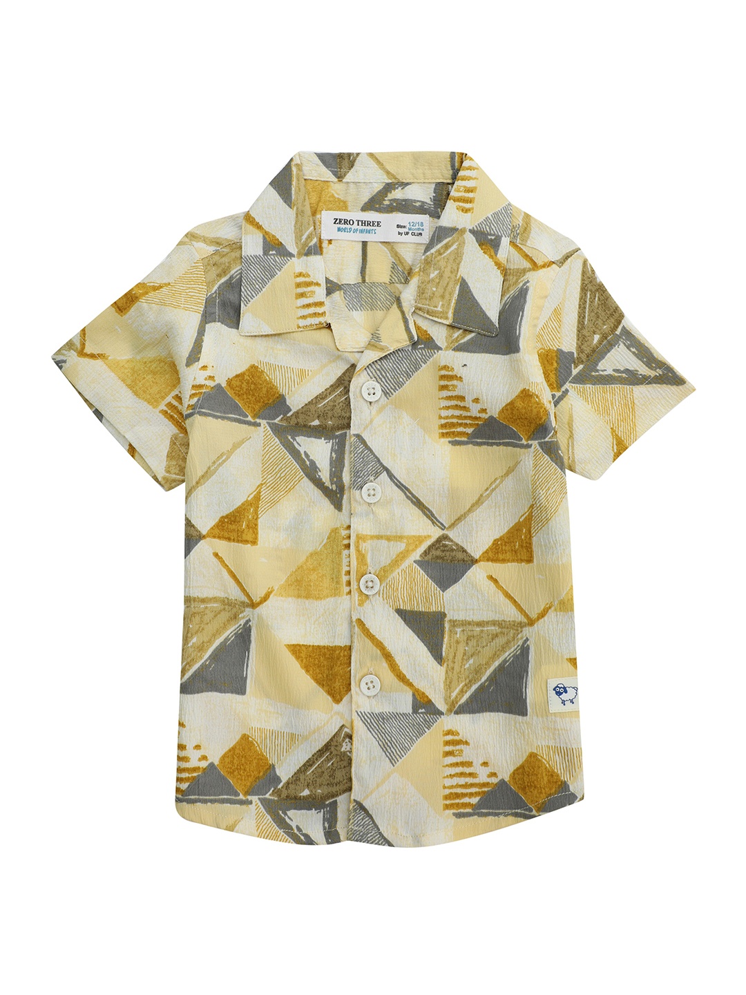 

ZERO THREE Boys Comfort Geometrical Printed Cotton Casual Shirt, Yellow