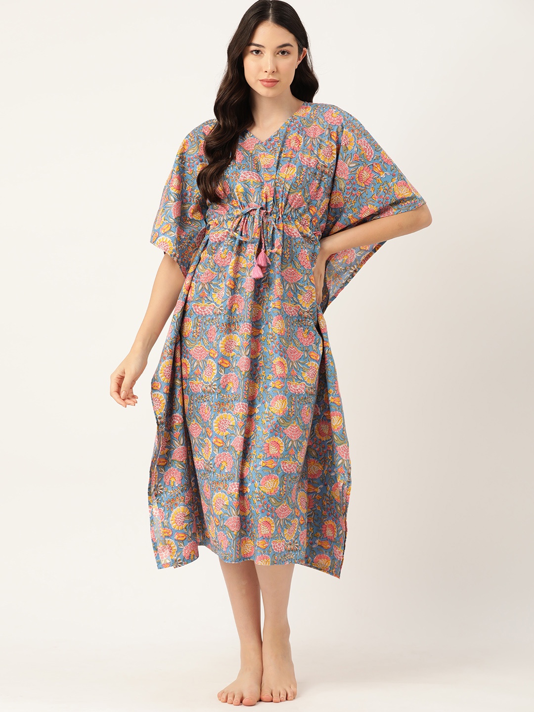 

ETC Floral Printed Cotton Nightdress, Grey