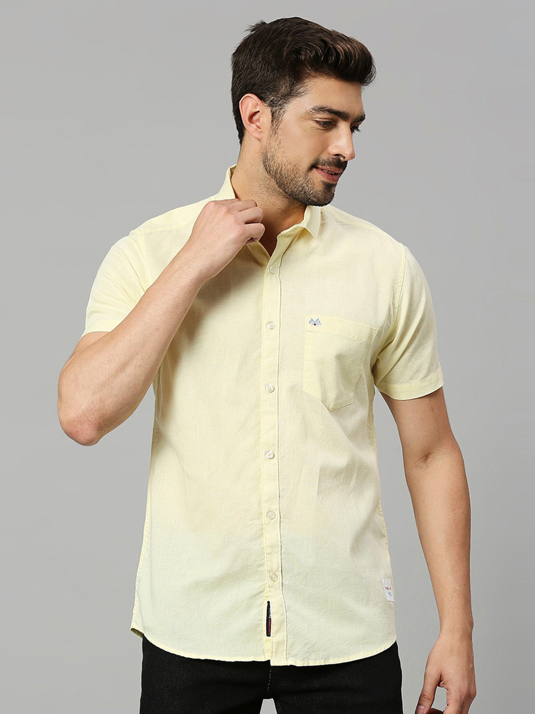 

Thomas Scott Spread Collar Classic Slim Fit Opaque Casual Shirt, Yellow