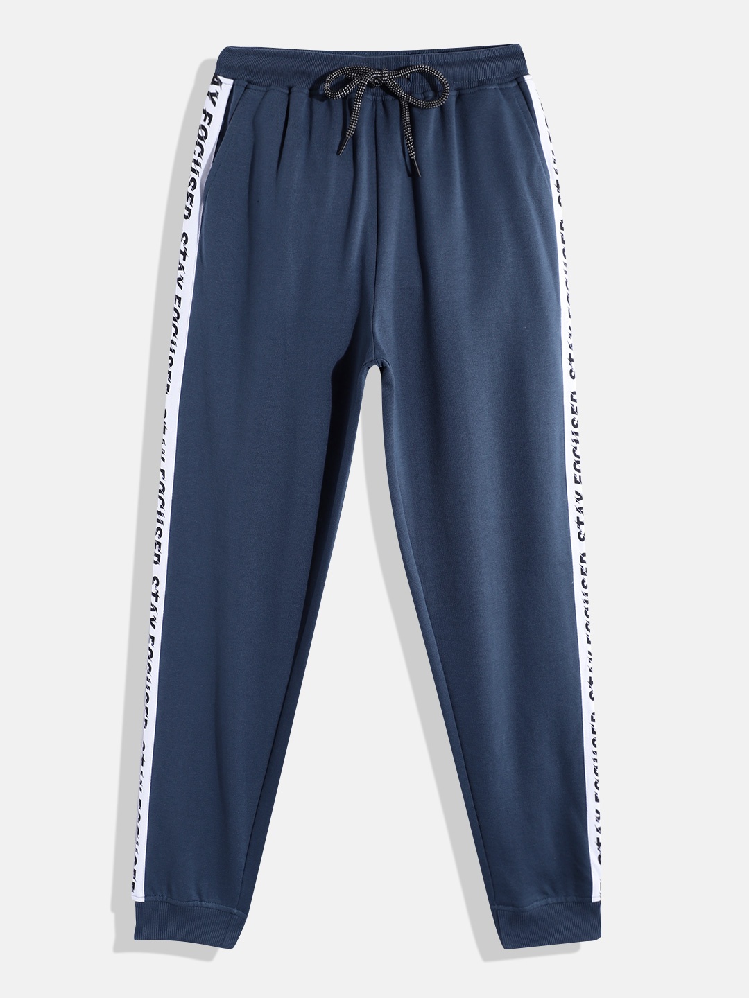 

HERE&NOW Boys Side Striped Terry Joggers, Navy blue