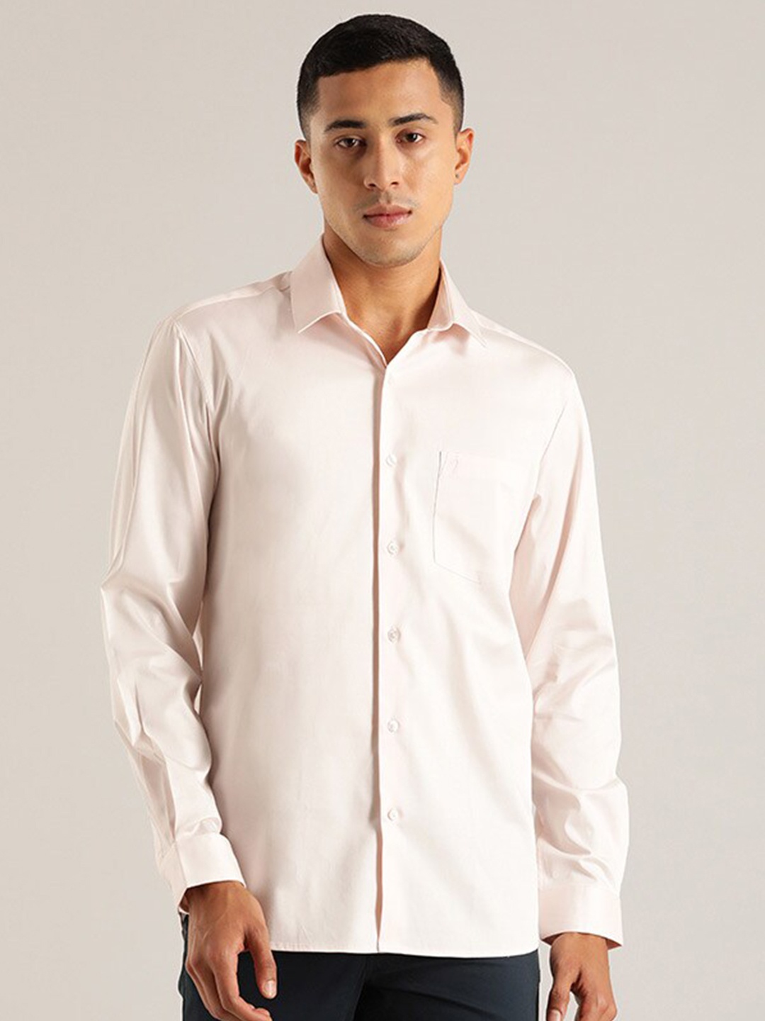 

Indian Terrain Chiseled Spread Collar Pure Cotton Slim Fit Casual Shirt, Pink