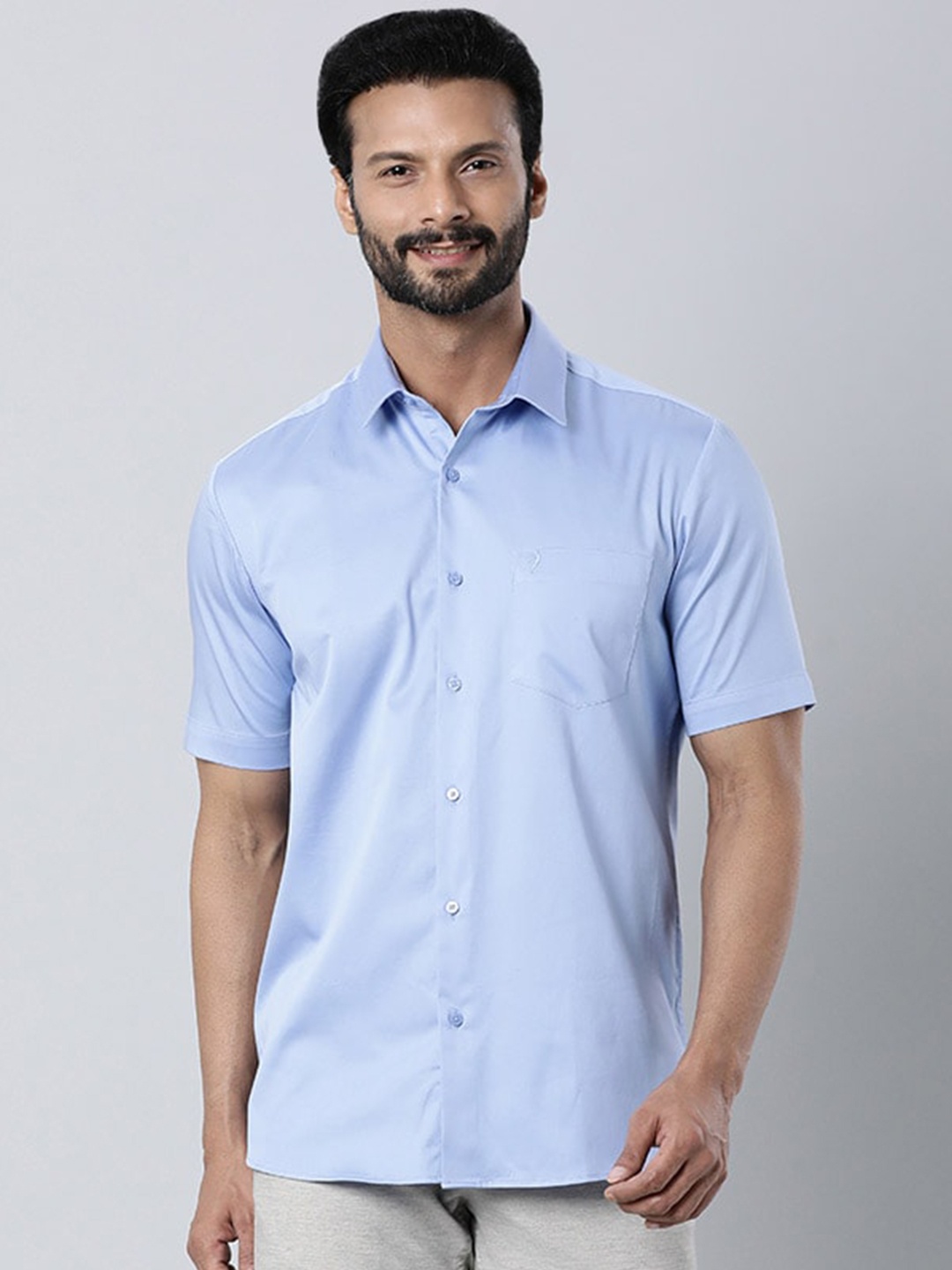 

Indian Terrain Chiseled Slim Fit Opaque Casual Shirt, Blue