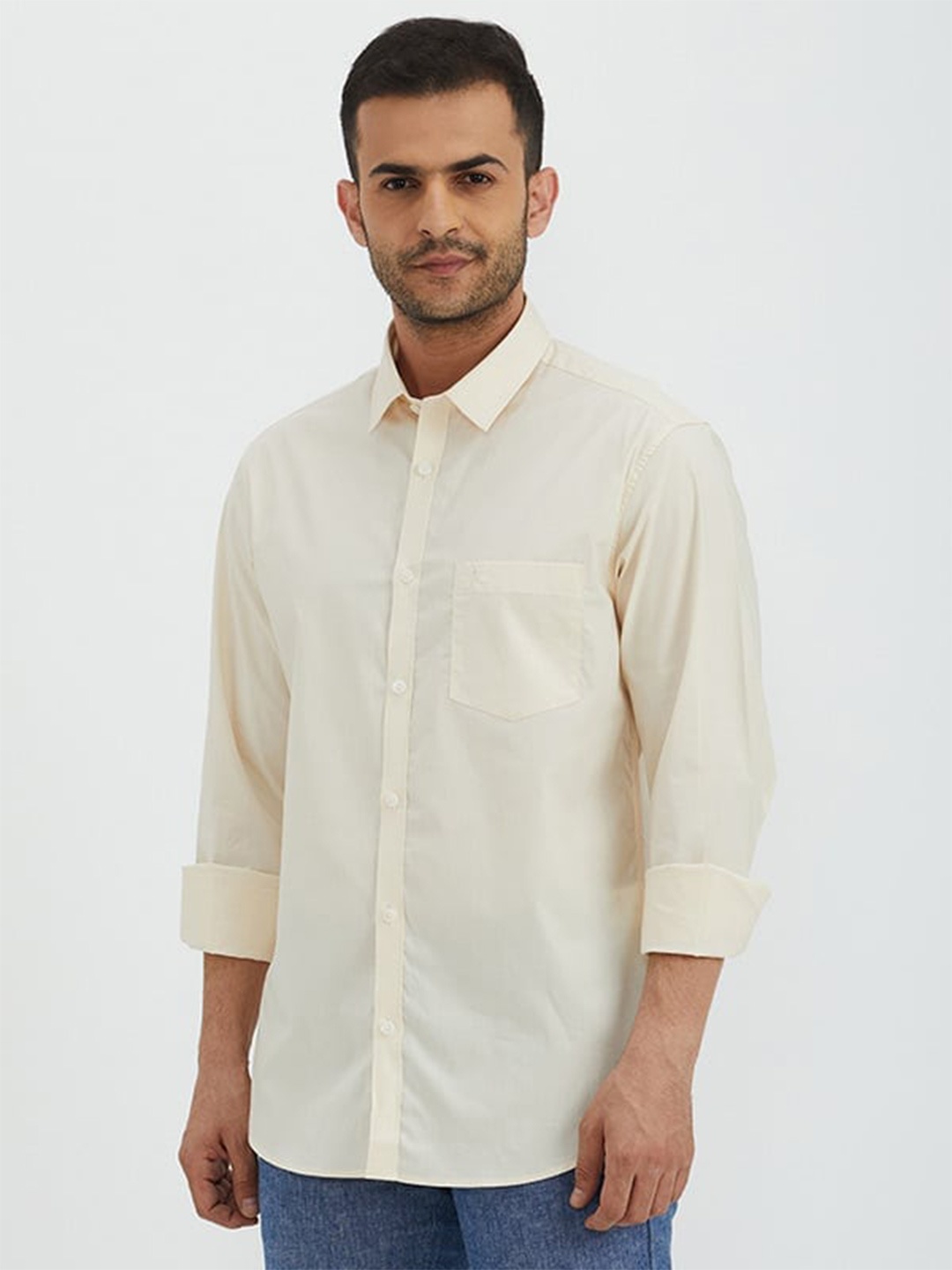 

Indian Terrain Chiseled Slim Fit Pure Cotton Casual Shirt, White