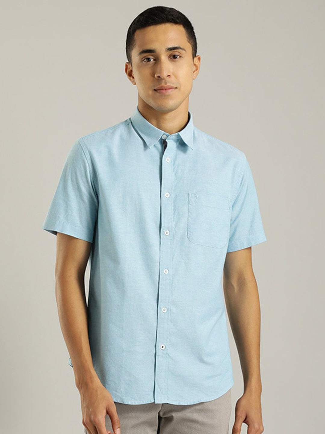 

Indian Terrain Chiseled Slim Fit Casual Pure Cotton Shirt, Blue