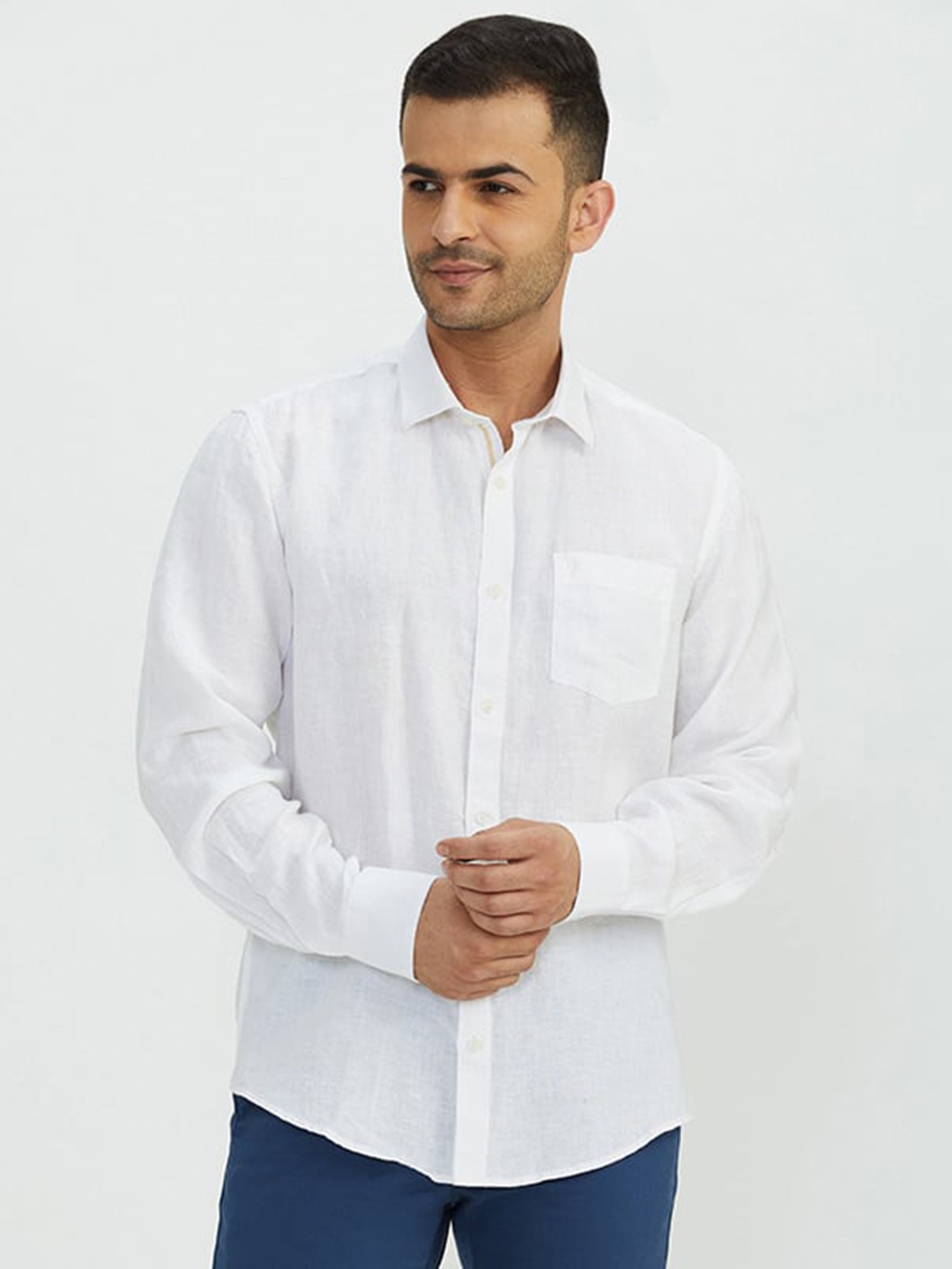 

Indian Terrain Chiseled Slim Fit Pure Cotton Casual Shirt, White