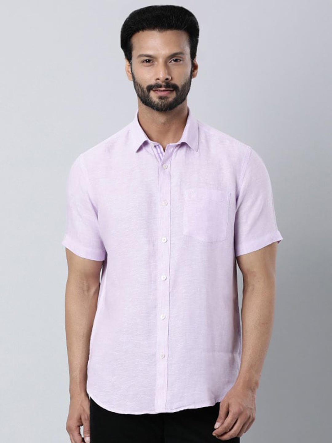 

Indian Terrain Chiseled Spread Collar Pure Cotton Slim Fit Shirt, Lavender