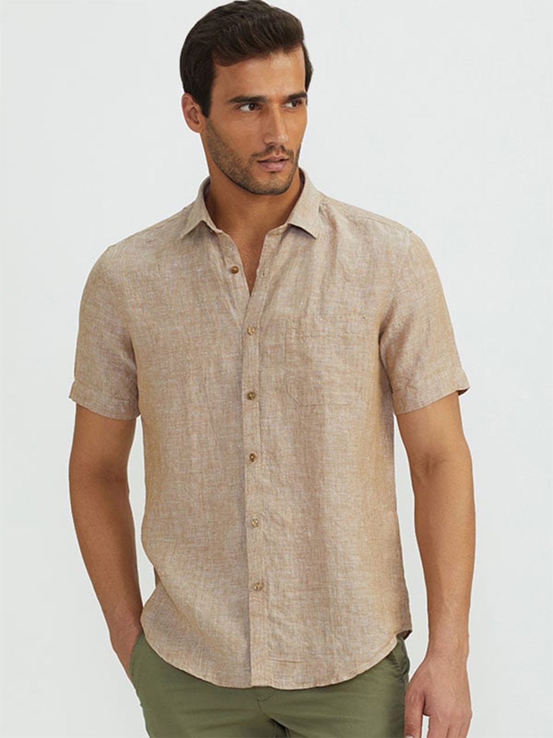 

Indian Terrain Chiseled Slim Fit Pure Cotton Casual Shirt, Brown