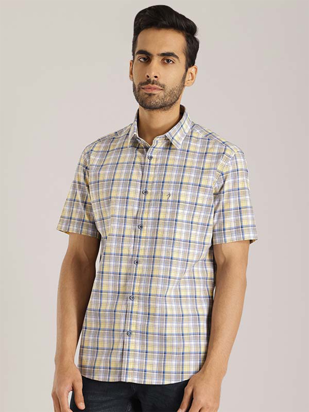 

Indian Terrain Checked Chiseled Slim Fit Tartan Checks Opaque Casual Shirt, Yellow