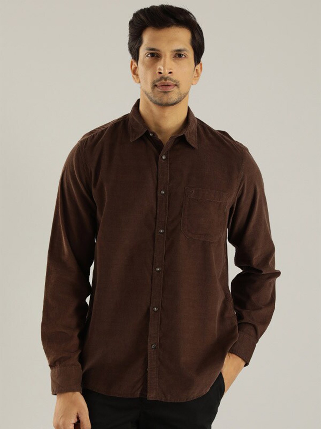 

Indian Terrain Chiseled Slim Fit Pure Cotton Casual Shirt, Brown