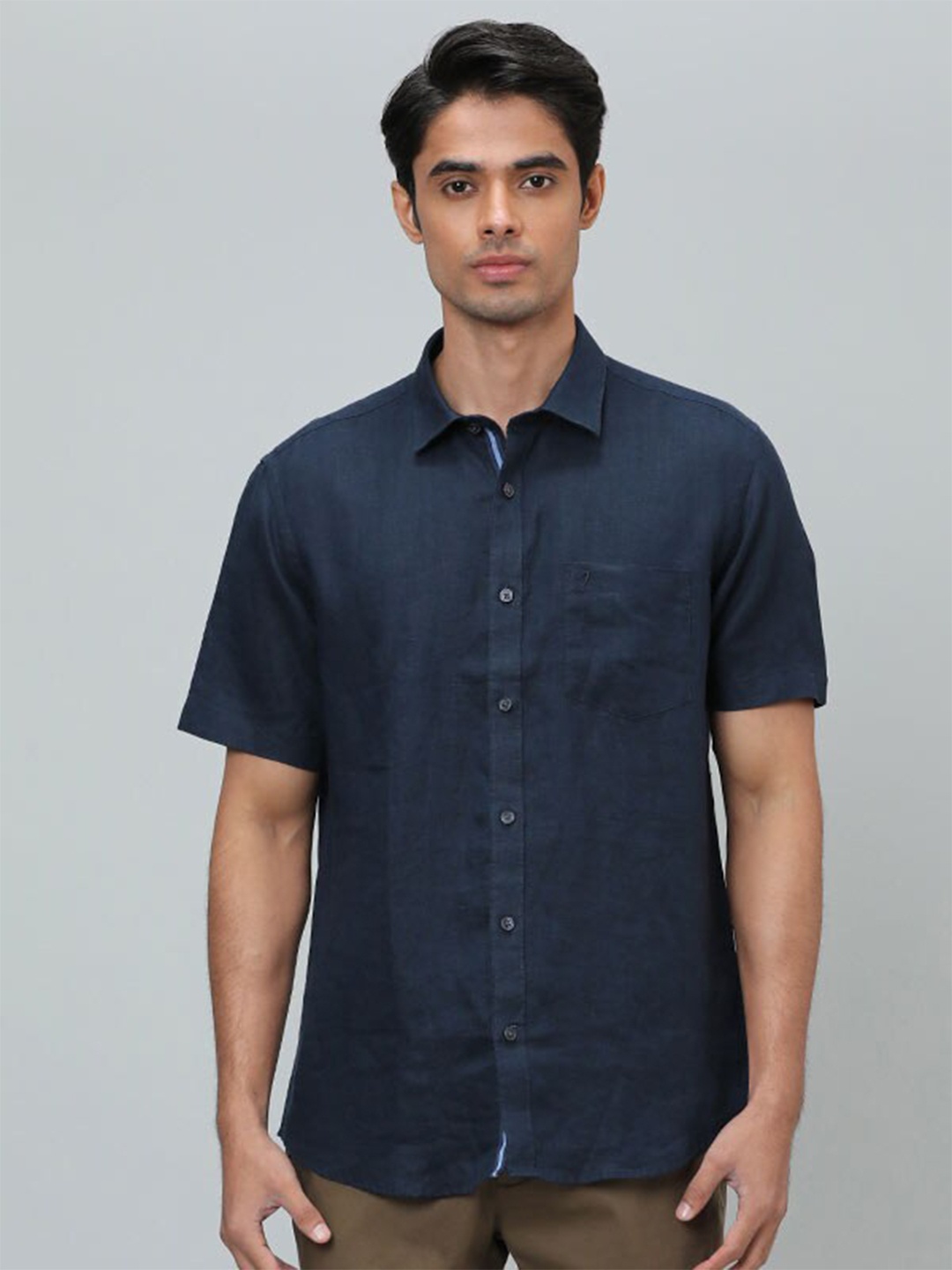 

Indian Terrain Chiseled Slim Fit Opaque Casual Pure Cotton Shirt, Blue