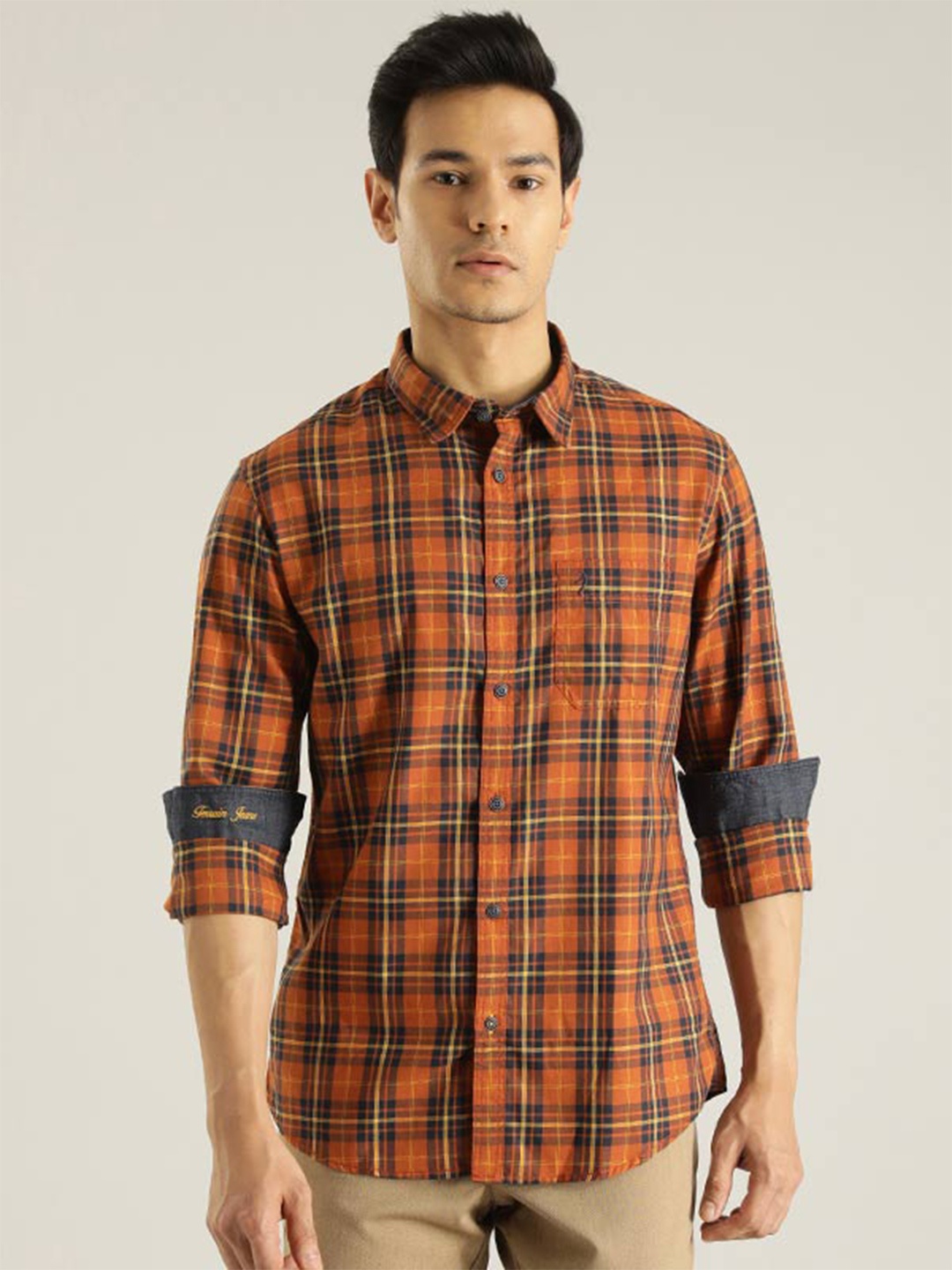 

Indian Terrain Chiseled Slim Fit Tartan Checked Pure Cotton Casual Shirt, Multi