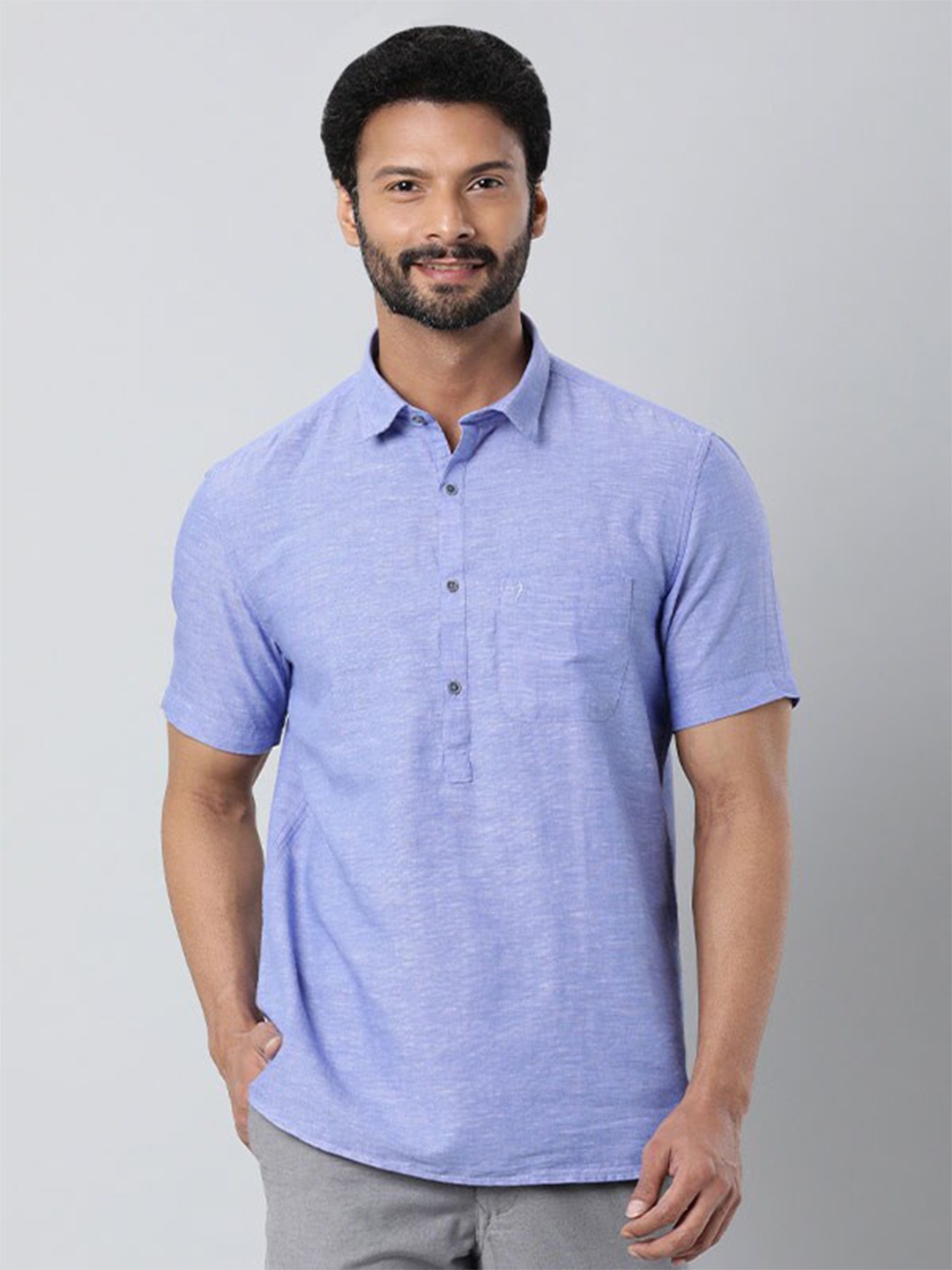 

Indian Terrain Chiseled Slim Fit Casual Pure Cotton Shirt, Blue