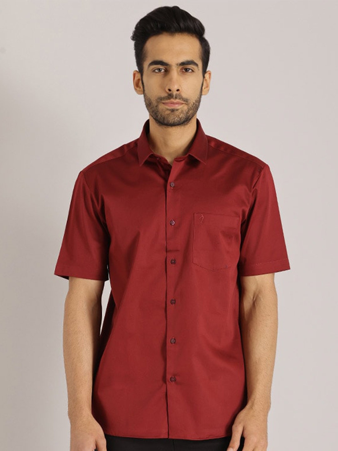 

Indian Terrain Chiseled Slim Fit Pure Cotton Casual Shirt, Red