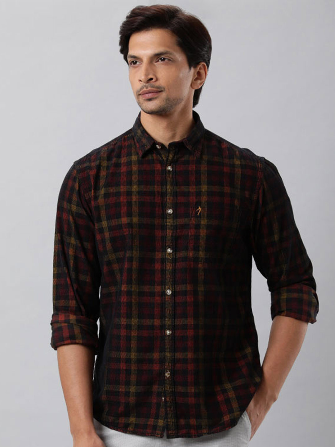 

Indian Terrain Chiseled Slim Fit Tartan Checked Pure Cotton Casual Shirt, Red