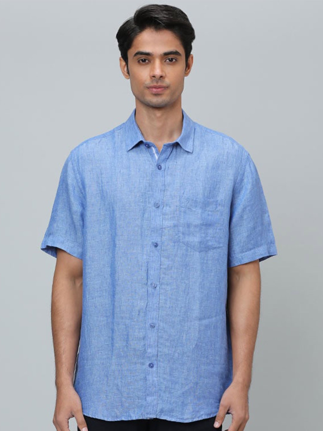 

Indian Terrain Chiseled Slim Fit Opaque Casual Shirt, Blue