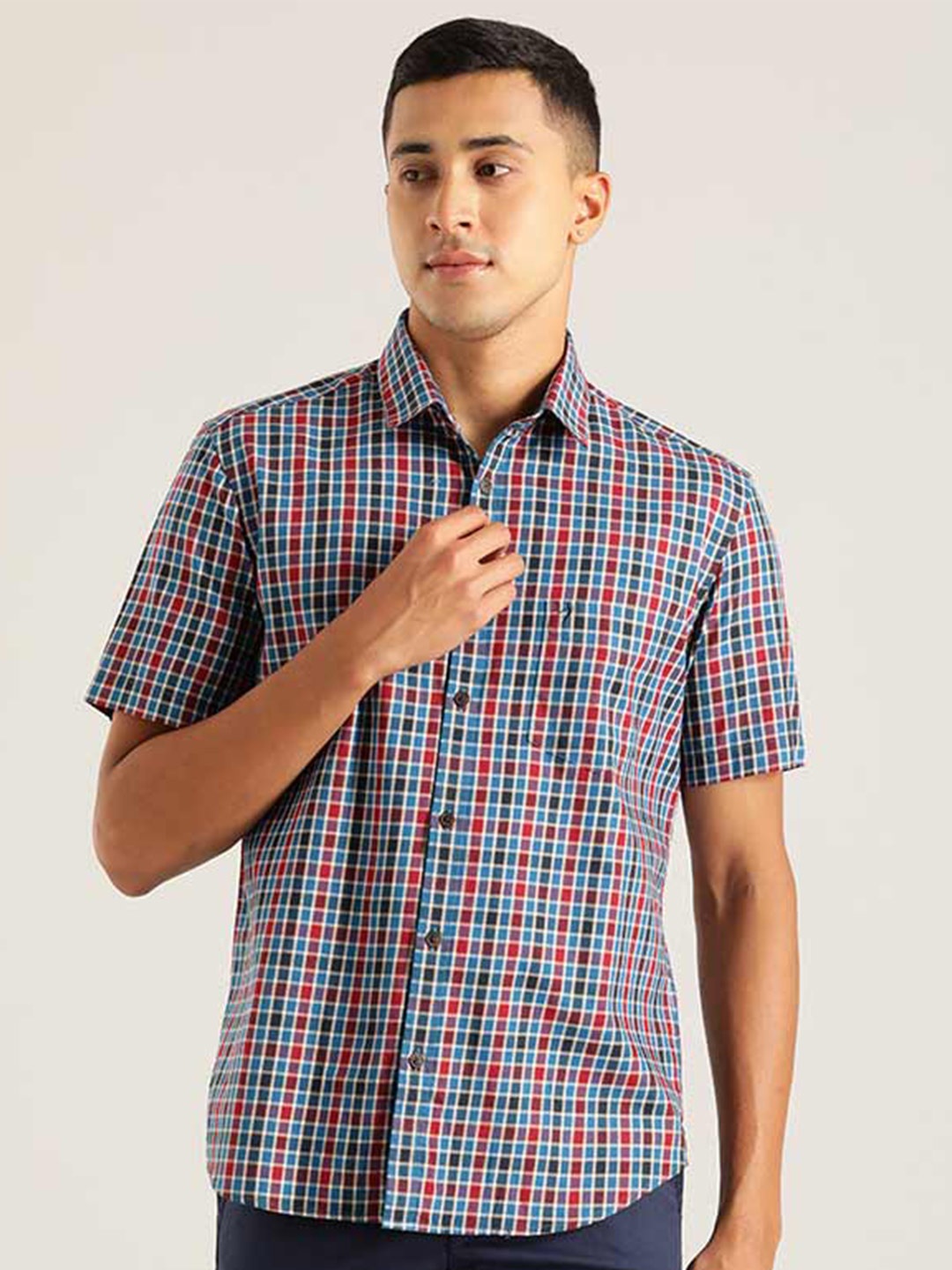 

Indian Terrain Chiseled Checked Cotton Shirt, Blue