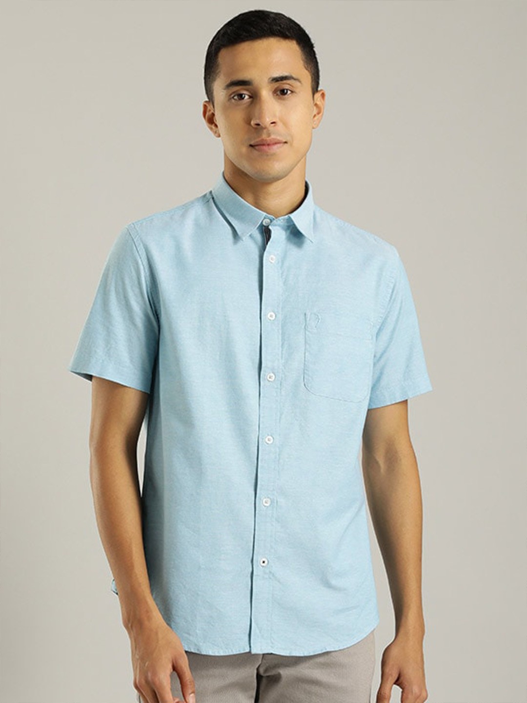 

Indian Terrain Chiseled Slim Fit Cotton Casual Shirt, Blue