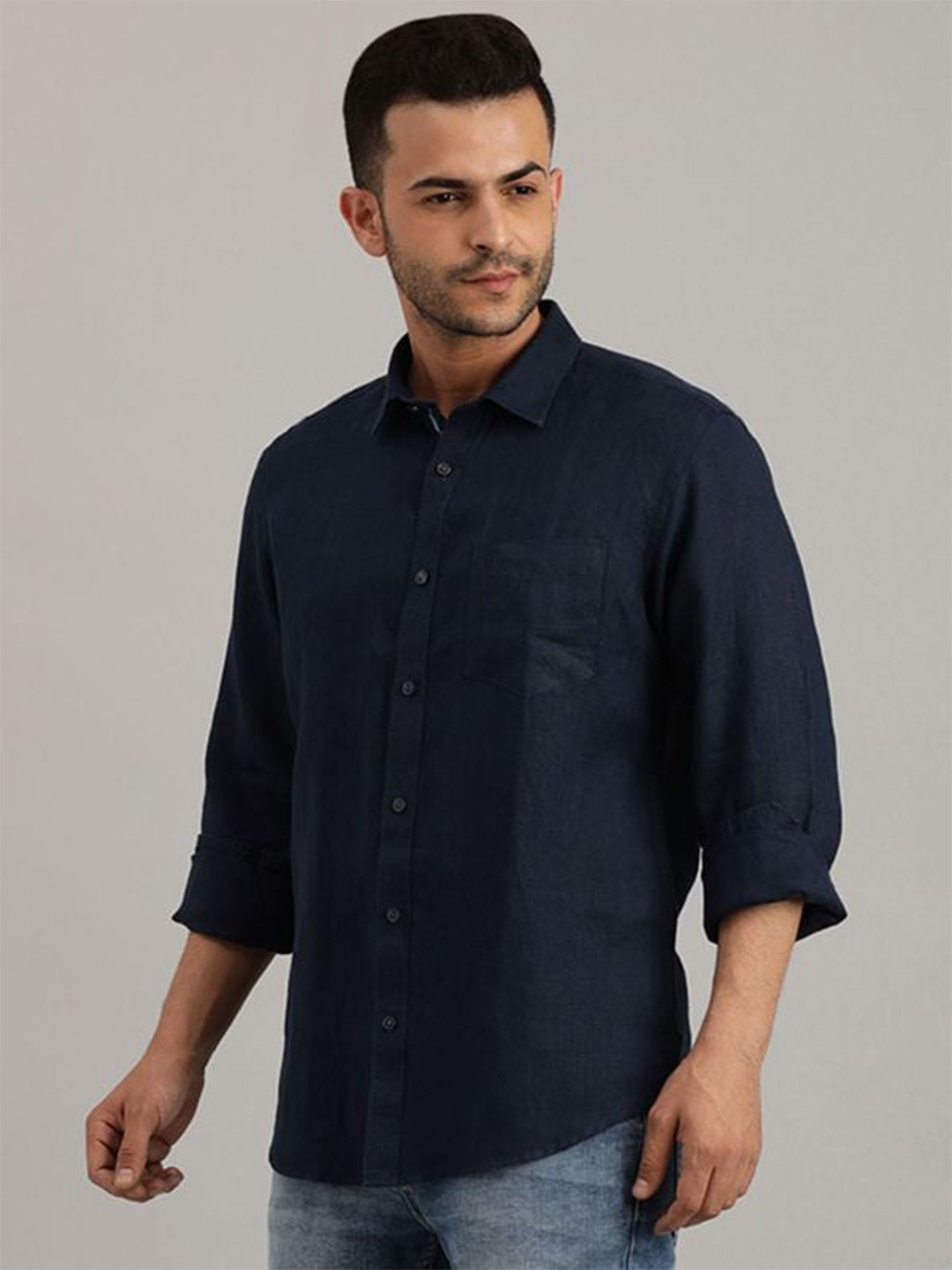 

Indian Terrain Chiseled Slim Fit Pure Cotton Casual Shirt, Blue
