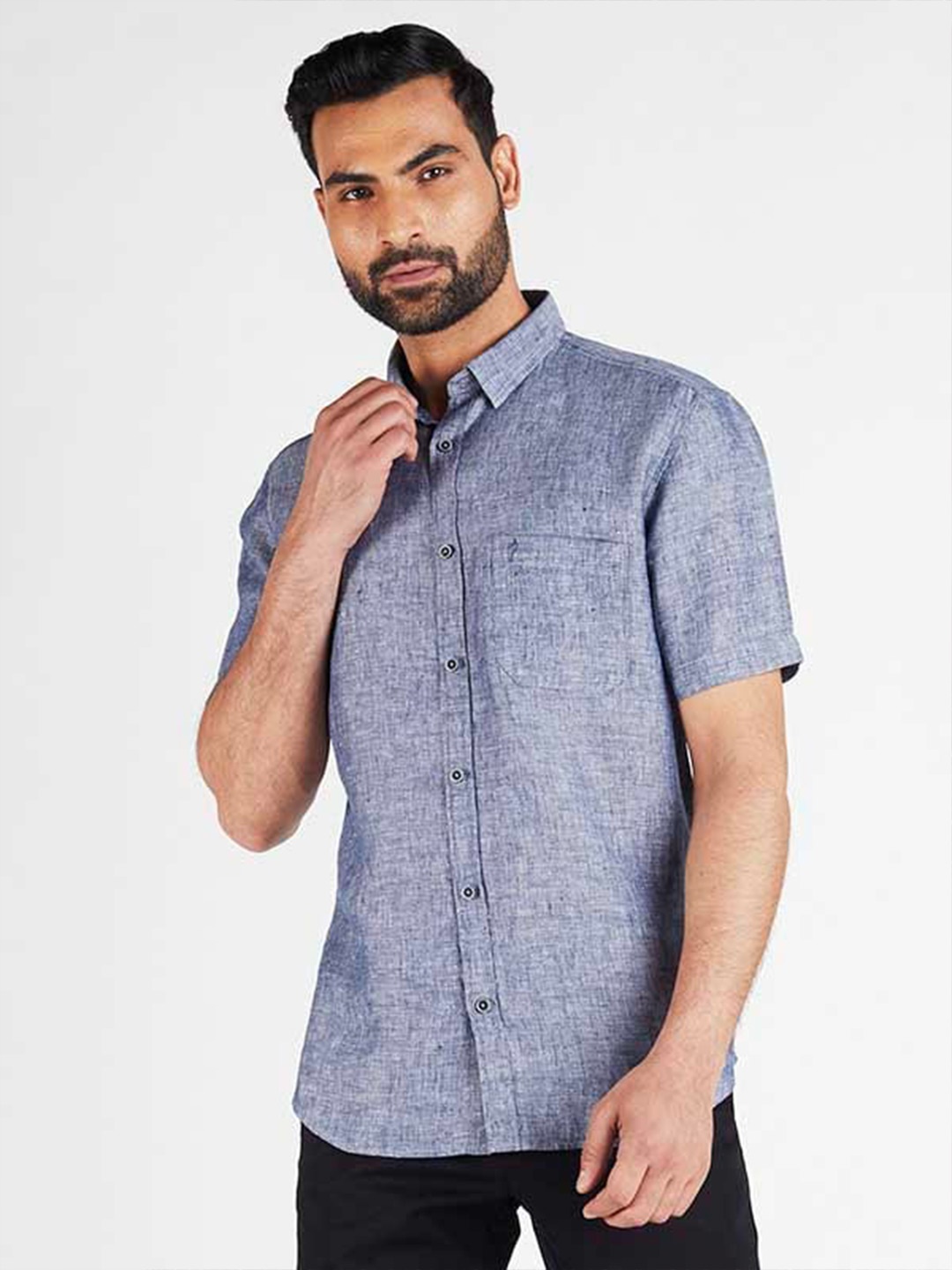 

Indian Terrain Chiseled Slim Fit Pure Cotton Casual Shirt, Blue