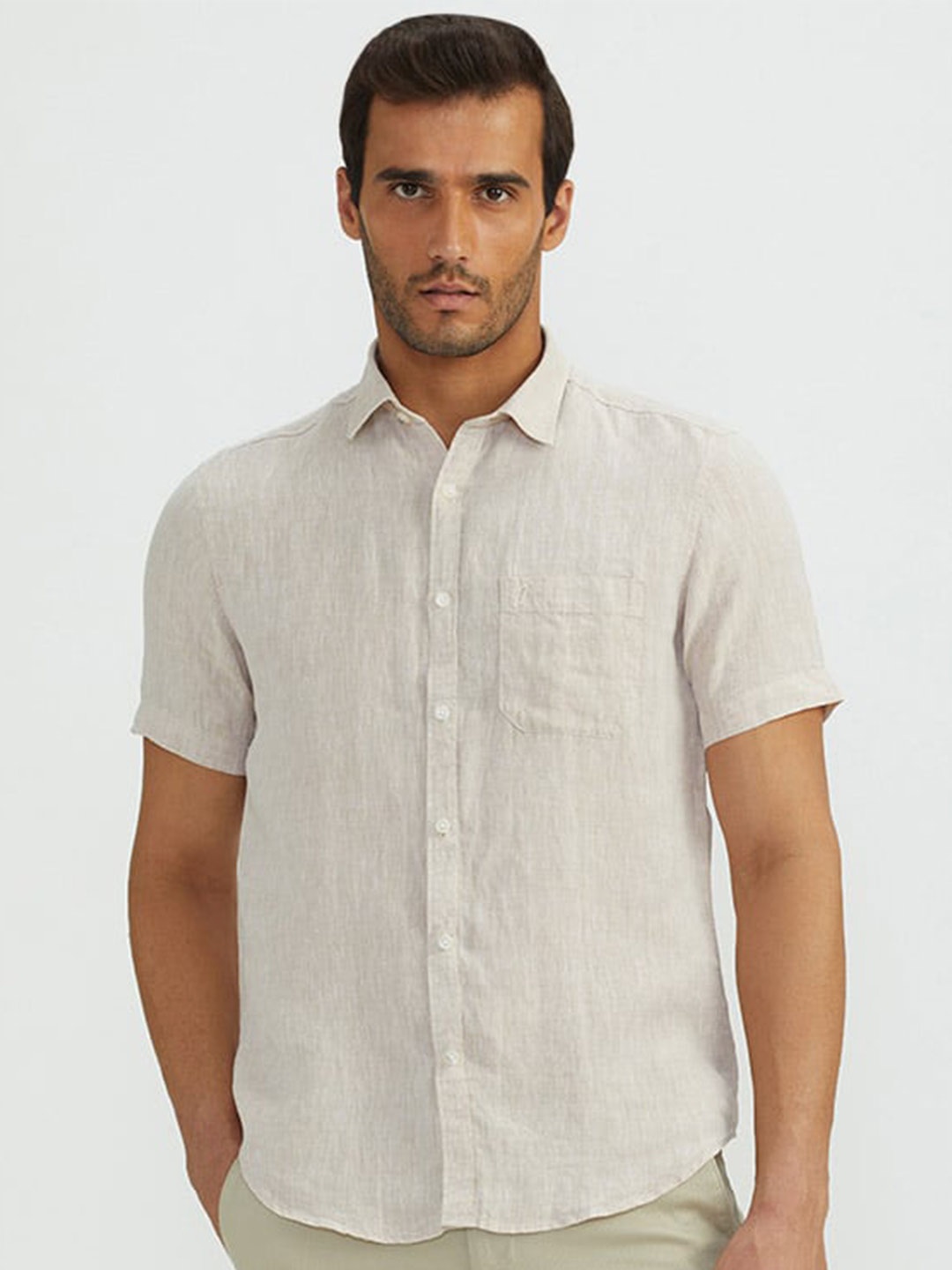 

Indian Terrain Chiseled Slim Fit Pure Cotton Casual Shirt, Cream