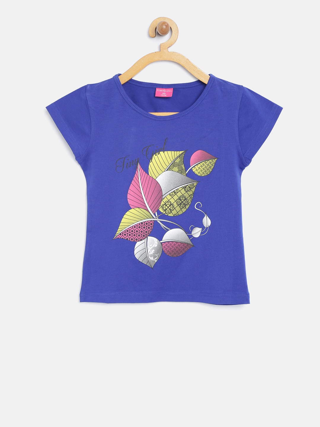

Tiny Girl Blue Printed Round Neck T-shirt