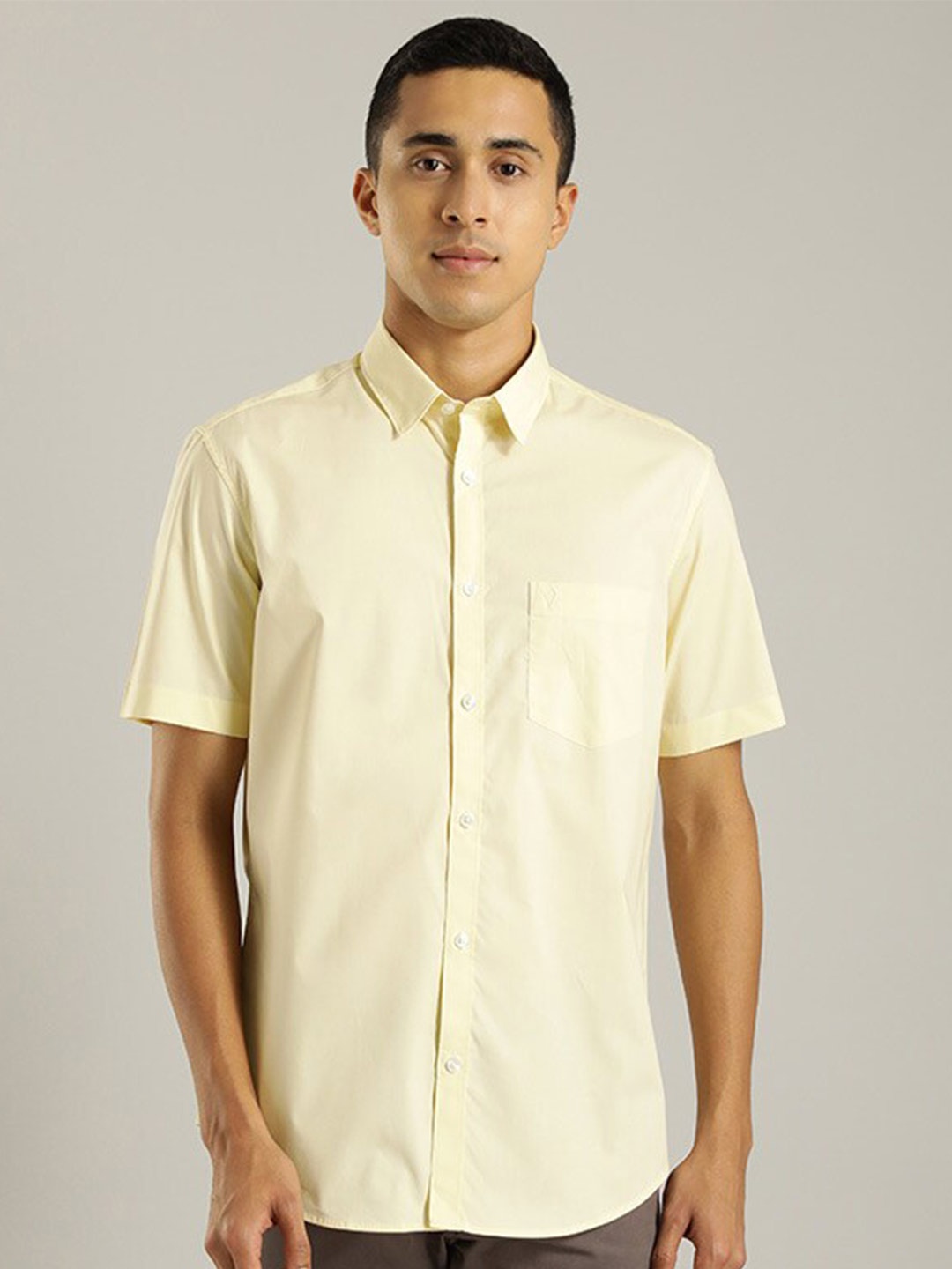 

Indian Terrain Chiseled Slim Fit Opaque Pure Cotton Casual Shirt, Yellow