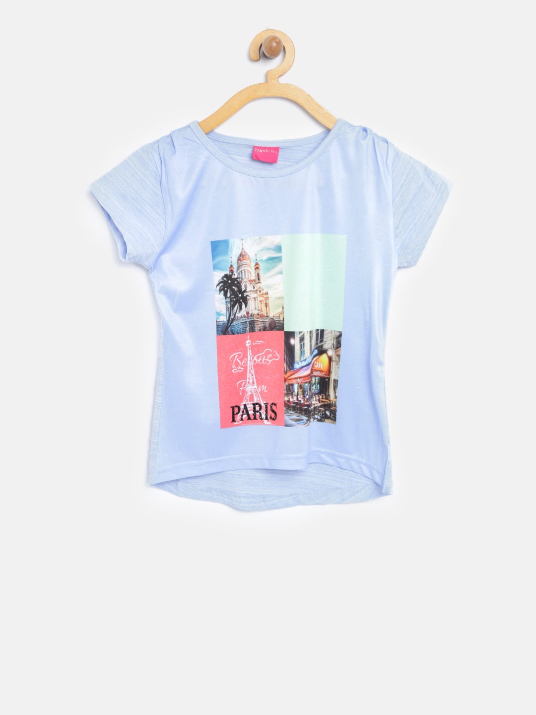 

Tiny Girl Blue Printed Round Neck T-shirt