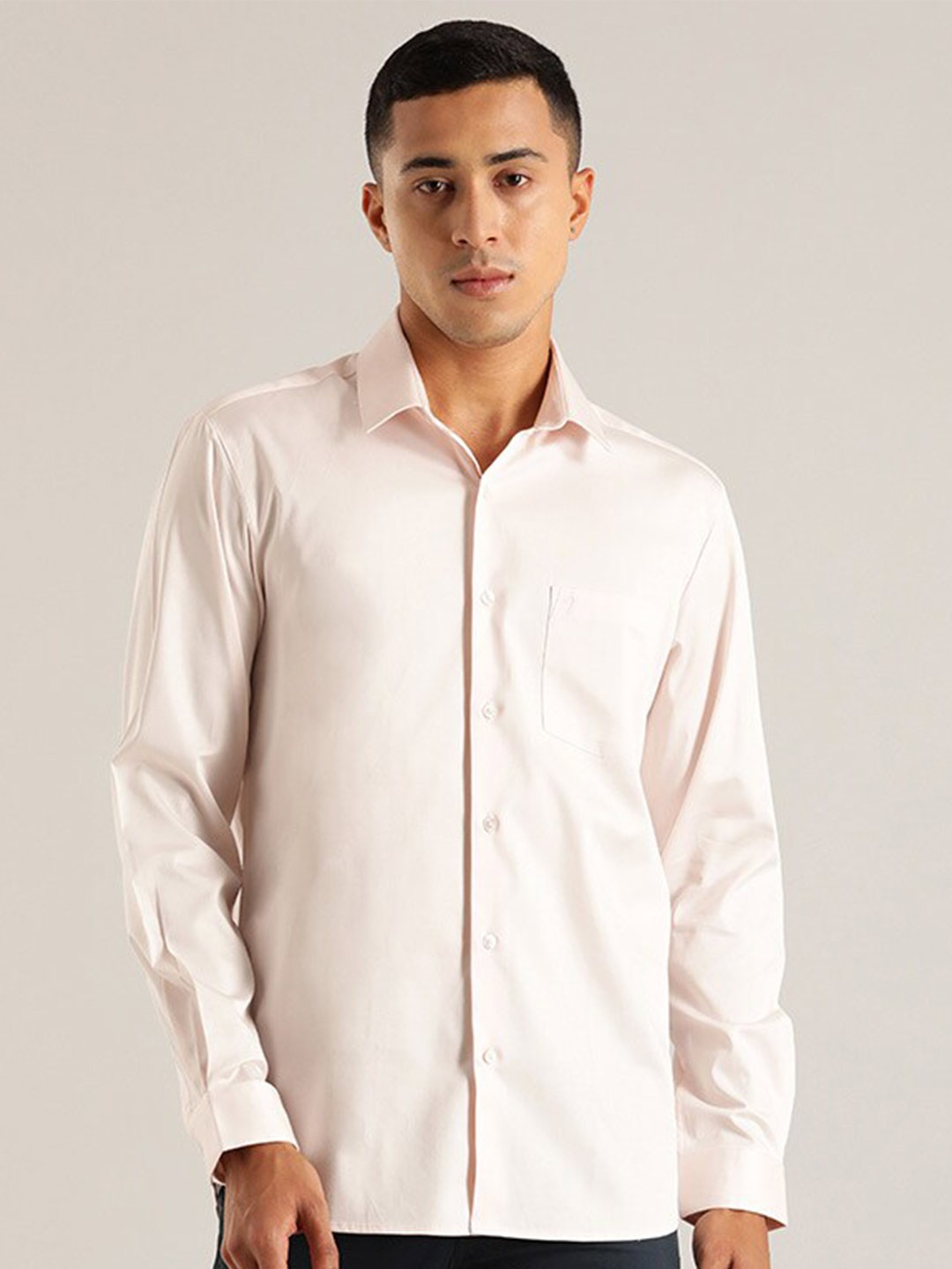 

Indian Terrain Spread Cotton Chiseled Slim Fit Opaque Pure Cotton Casual Shirt, Pink