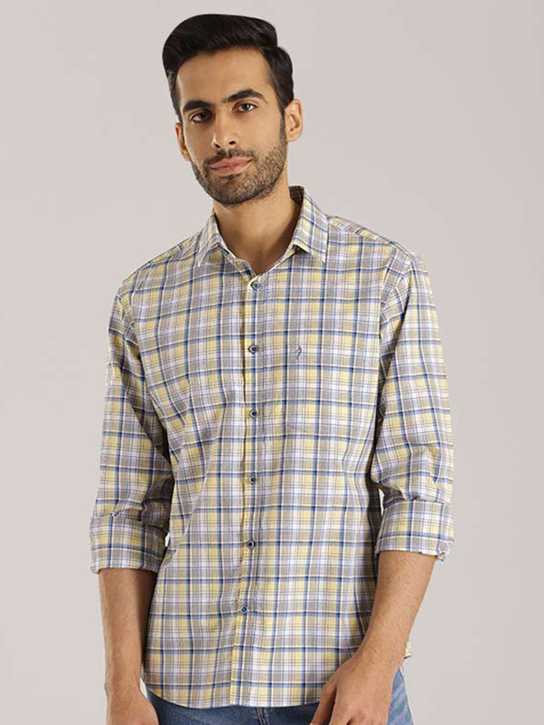 

Indian Terrain Chiseled Slim Fit Tartan Checked Pure Cotton Casual Shirt, Multi