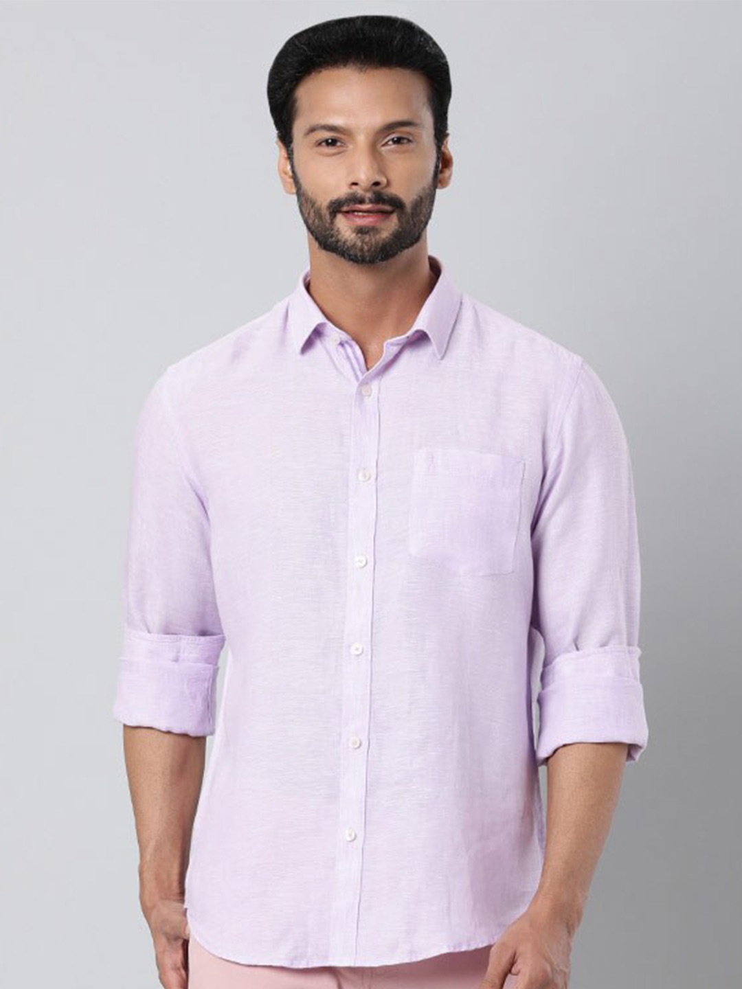 

Indian Terrain Chiseled Slim Fit Pure Cotton Casual Shirt, Lavender