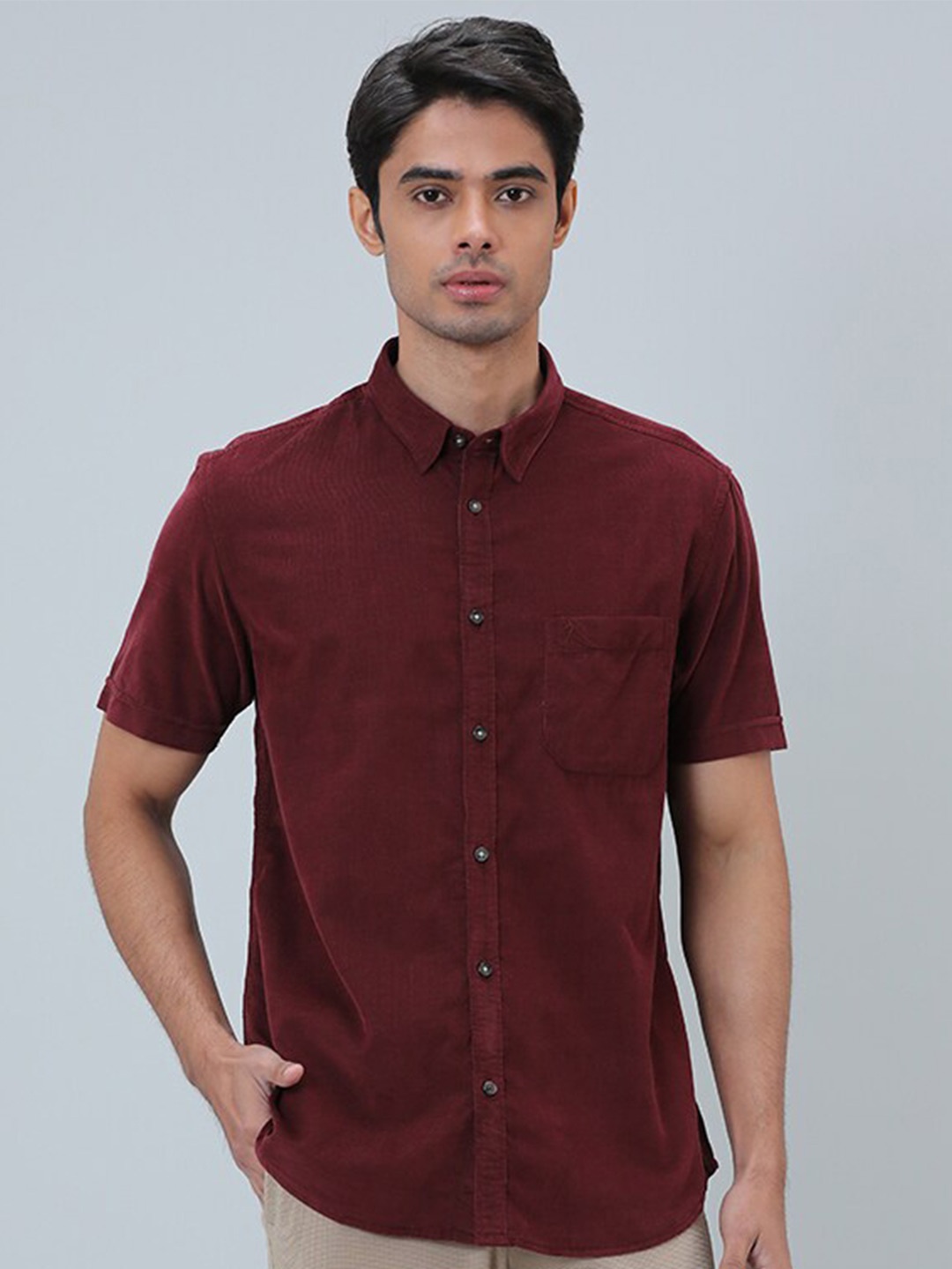 

Indian Terrain Chiseled Slim Fit Casual Cotton Shirt, Red